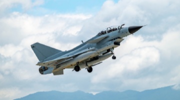 J-10 fighter jet takes off for day-and-night flight training