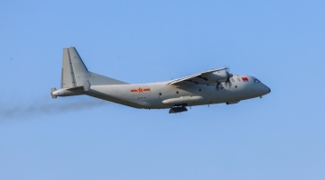Y-9 transport aircraft in flight training